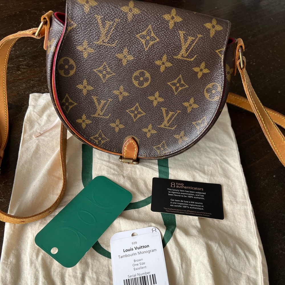 Vintage Louis Vuitton Brown and Tan Monogram Tambourin Bag